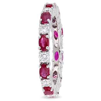 2 CT TGW Ruby and 3/4 CT TW Diamond Eternity Ring in 14K White Gold