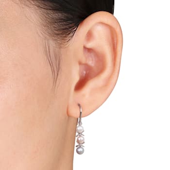 4.5-5MM Multicolor Freshwater Cultured Pearl and Diamond Accent Drop
Earrings in Sterling Silver