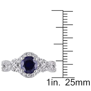 2 1/10 CT TGW Created Blue and Created White Sapphire Crossover Twist
Ring in Sterling Silver
