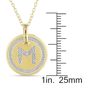 Diamond Initial "M" Pendant with Chain in 18K Yellow Gold Over
Sterling Silver