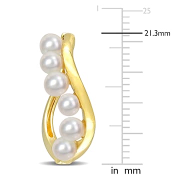 3.5-4MM Freshwater Cultured Pearl Hoop Earrings in 14K Yellow Gold Over
Sterling Silver
