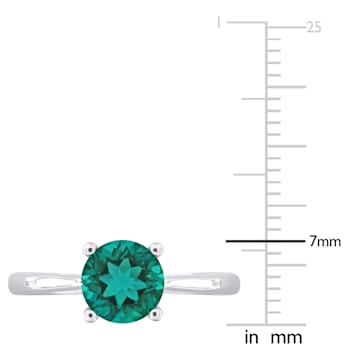1 1/7 CTW Created Emerald Solitaire Ring in Sterling Silver