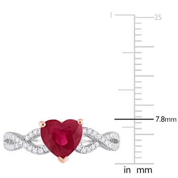 1 3/4 CT TGW Ruby and 1/4 CT TW Diamond Heart Infinity Ring in 14K
2-Tone White and Rose Gold