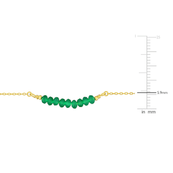 3/5ctw Green Onyx Bead Bar Necklace in Yellow Plated Sterling Silver