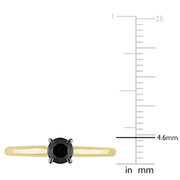 1/2 ct Black Diamond Solitaire Engagement Ring in 10K Yellow Gold