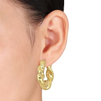 39.5MM Twisted Hoop Earrings in 18K Yellow Gold Over Sterling Silver
