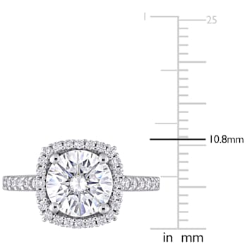 2-1/2 CT DEW Created Moissanite Halo Engagement Ring in 10K White Gold