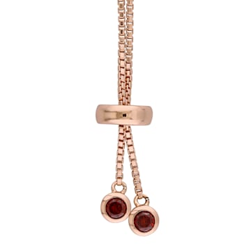 3 3/4ctw Garnet Tassel Bolo Bracelet in 18K Rose Gold Over Sterling Silver