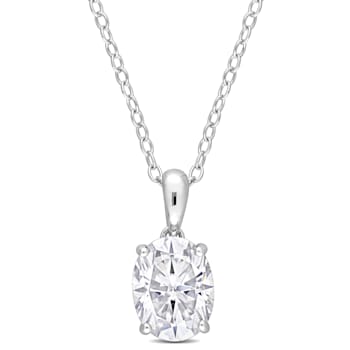 2 CT DEW Created Moissanite Solitaire Heart Design Pendant with Chain in
Sterling Silver