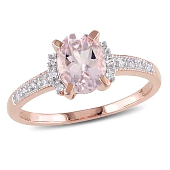 1 1/7 CT TGW Morganite and Diamond Accent Ring in 18K Rose Gold Over
Sterling Silver