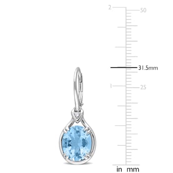 11 3/8 CT TGW Sky Blue Topaz and White Topaz Drop Earrings in Sterling Silver