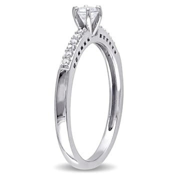 1/4 CT TGW Created White Sapphire and Diamond Accent Ring in Sterling Silver