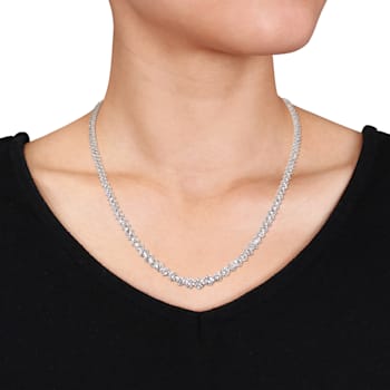 25 CT TGW Cubic Zirconia Tennis Necklace in Sterling Silver
