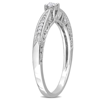 1/10 CT TW Diamond Vintage Engagement Ring in Sterling Silver