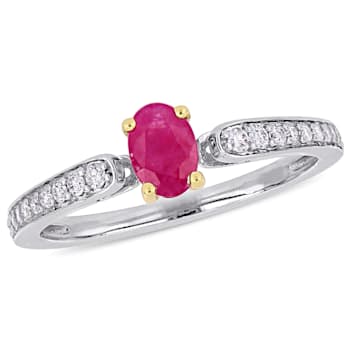 5/8 CT TGW Ruby and 1/6 CT TW Diamond Ring in 10K White Gold