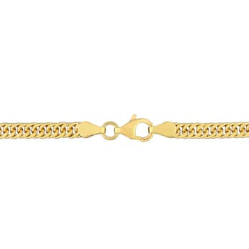 4MM Double Curb Link Chain Necklace in Yellow Plated Sterling Silver