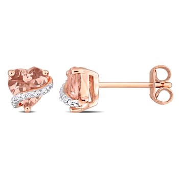 1 1/3 CT TGW Morganite and Diamond Accent Stud Earrings in Rose Plated
Sterling Silver