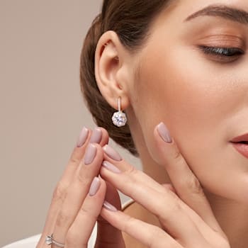 4 CT TGW Created White Sapphire Halo Earrings in Yellow Plated Sterling Silver