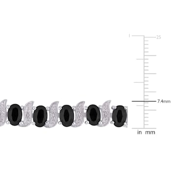 14 7/8 CT TGW Black Sapphire and Diamond Accent S-Link Bracelet in
Sterling Silver