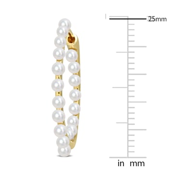 2-2.5MM Freshwater Cultured Pearl Inside Outside Hoop Earrings in 14K
Yellow Gold