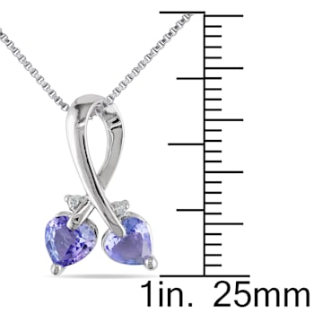 4/5 CT TGW Tanzanite and Diamond Accent Double Heart Pendant with Chain
in Sterling Silver