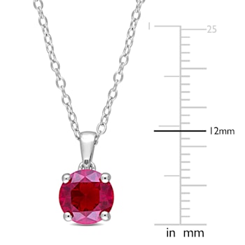 1 5/8 CT TGW Created Ruby Solitaire Pendant with Chain in Sterling Silver