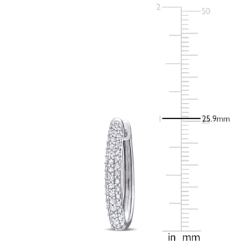 1 1/3 CT TGW White Sapphire Hoop Earrings in 10K White Gold