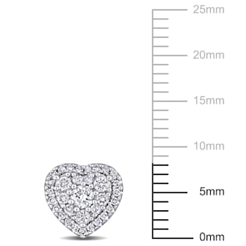 1/2 CT TW Diamond Composite Heart Shape Halo Stud Earrings in 10k White Gold