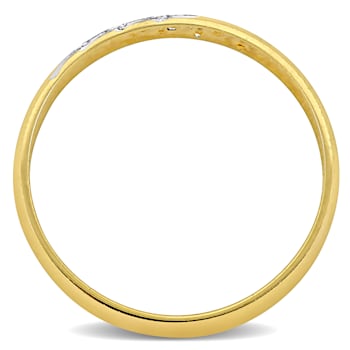 Ladies 6mm Cubic Zirconia Matte Wedding Band in 10K Yellow Gold