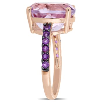 7 7/8 CT TGW Amethyst & Rose de France Ring in 18K Rose Gold Over
Sterling Silver with Black Rhodium