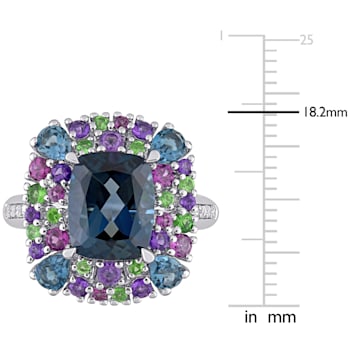 5 4/5 CTW Multi-Gemstone and Diamond Accent Cocktail Ring in Sterling Silver