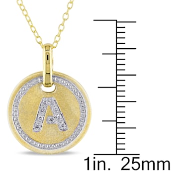 Diamond "A" Initial Pendant with Chain in 18K Yellow Gold Over
Sterling Silver