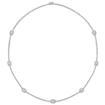 15 CT TGW Cubic Zirconia Station Necklace in Sterling Silver