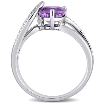 1 CT TGW Amethyst and Diamond Accent Heart Ring in Sterling Silver