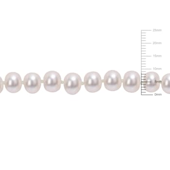 7 - 7.5 MM Freshwater Cultured Pearl 18" Strand with Sterling
Silver Ball Clasp