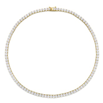 33 CT TGW Created White Sapphire Tennis Necklace in Yellow Plated
Sterling Silver