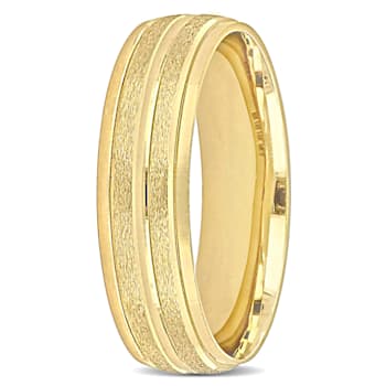 Ladies 6mm Double Row Textured Wedding Band in 14K Yellow Gold