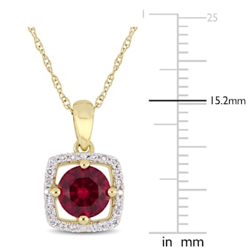 1 CT TGW Created Ruby and 1/10 CT TW Diamond Pendant with Chain in 10K
Yellow Gold