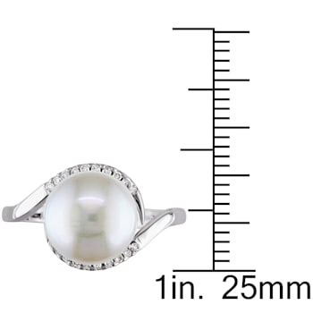 9.5-10MM Freshwater Cultured Pearl and 1/10 CT TW Diamond Curlicue Ring
in Sterling Silver