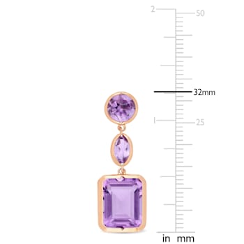 11 1/2 CT TGW Rose de France and Amethyst Link Earrings in Rose Plated
Sterling Silver
