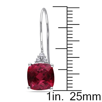5 5/8 CT TGW Created Ruby and Diamond Accent Shepherd Hook Earrings 10K
White Gold