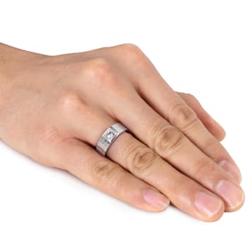 1/3 CT TGW CREATED WHITE SAPPHIRE MENS RING IN STERLING SILVER