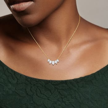 5 2/5 CT TGW Created White Sapphire Necklace in Yellow Silver