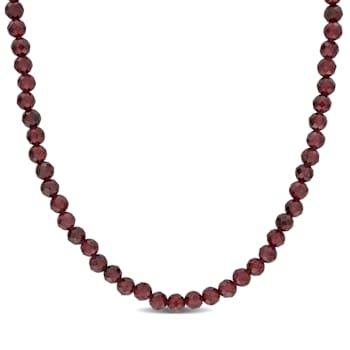 16 CT TGW Garnet Beaded Necklace with Yellow Plated Sterling Silver Clasp