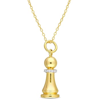 King Chess Charm Diamond Accent  Pendant with Chain in Yellow Plated
Sterling Silver