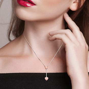 Heart Drop Necklace in 2-Tone Sterling Silver