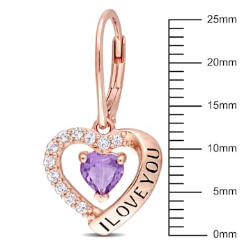 1 1/2 CT TGW Amethyst and White Topaz Heart Earrings in 18K Rose Gold
Over Sterling Silver