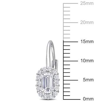 4/5 CT DEW Created Moissanite Octagon Halo Leverback Earrings in
Sterling Silver