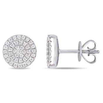 1/3CT TW Diamond Double Halo Stud Earrings in 14k White Gold