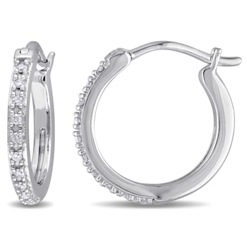 1/10 CT TW Diamond Hoop Earrings in 10k White Gold